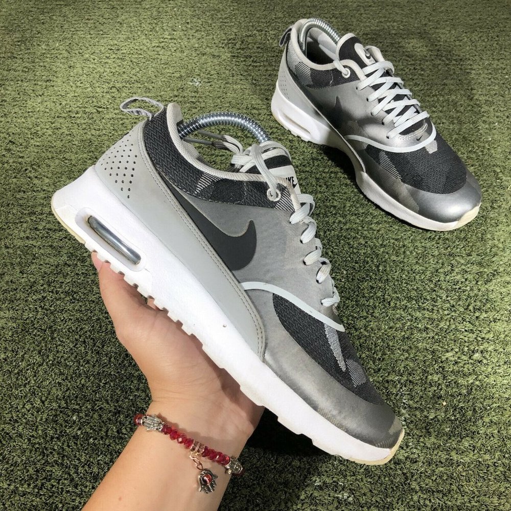 Nike Air Max Thea Silver Black Athletic Running Sneakers Shoes Womens US Size 7